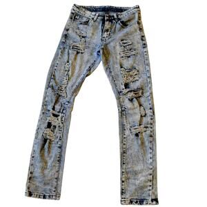 Rue21 Supreme 👖💙🩶Flex Skinny Arc Jeans 26x30 Men Teen Ripped Distressed